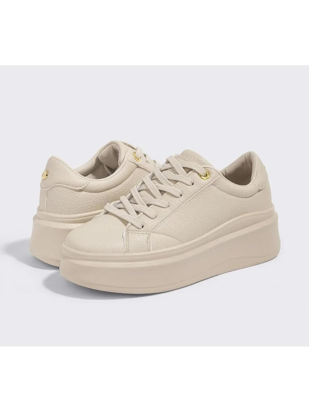 🆕Women's Beige Platform Fashion Sneakers Classic Low Top Thick Sole Casual